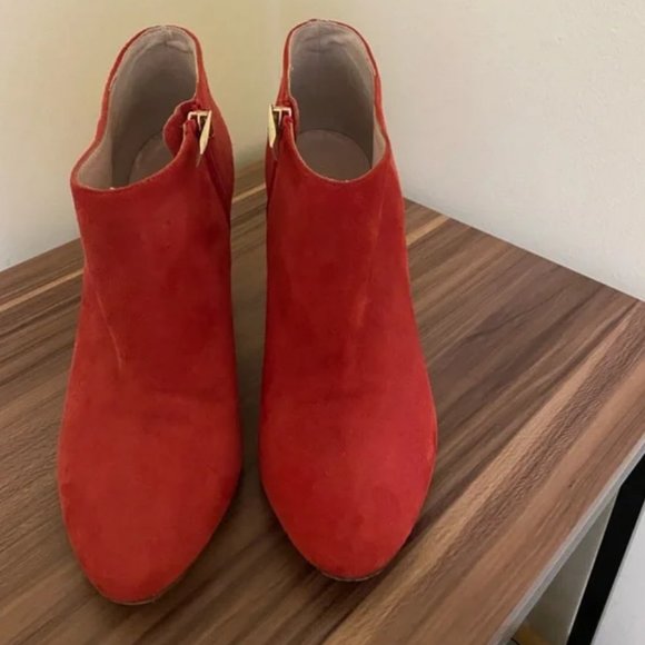 Kate Spade darota red suede ankle bootie boots heels size 6.5 nwot - Picture 3 of 5